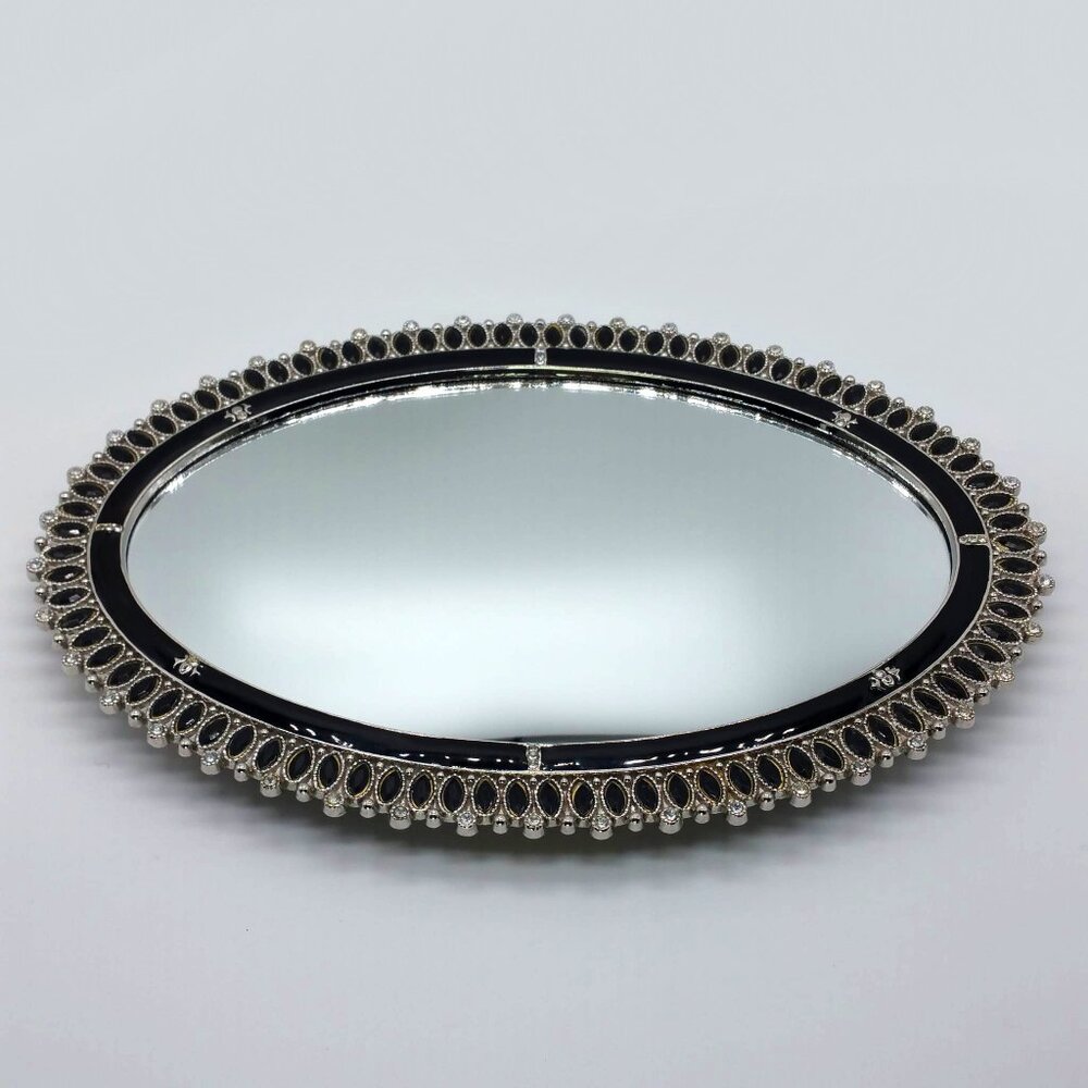 Vintage Oval Footed Vanity Mirror Tray, Mother's Day Gift
